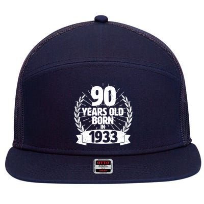 Vintage Wreath 90 Years Old Born In 1933 Birthday 7 Panel Mesh Trucker Snapback Hat