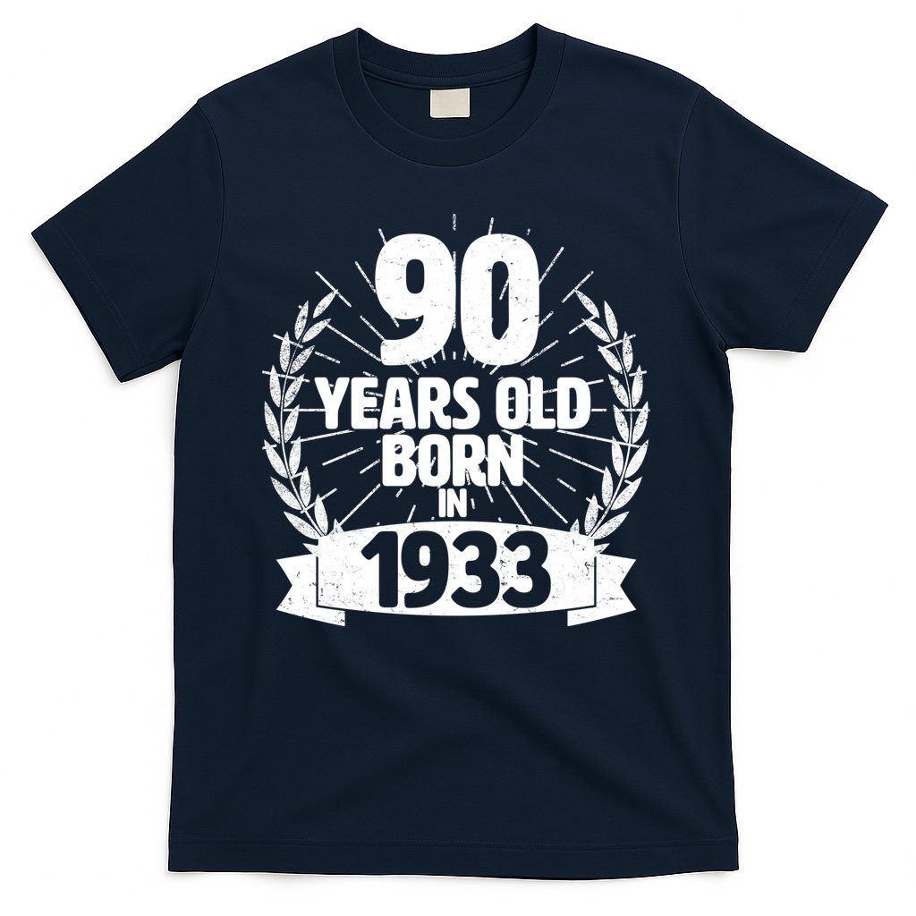 Vintage Wreath 90 Years Old Born In 1933 Birthday T-Shirt