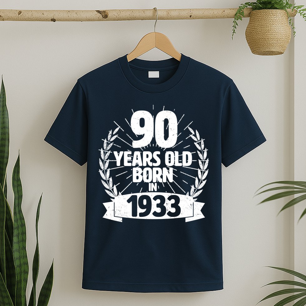Vintage Wreath 90 Years Old Born In 1933 Birthday T-Shirt