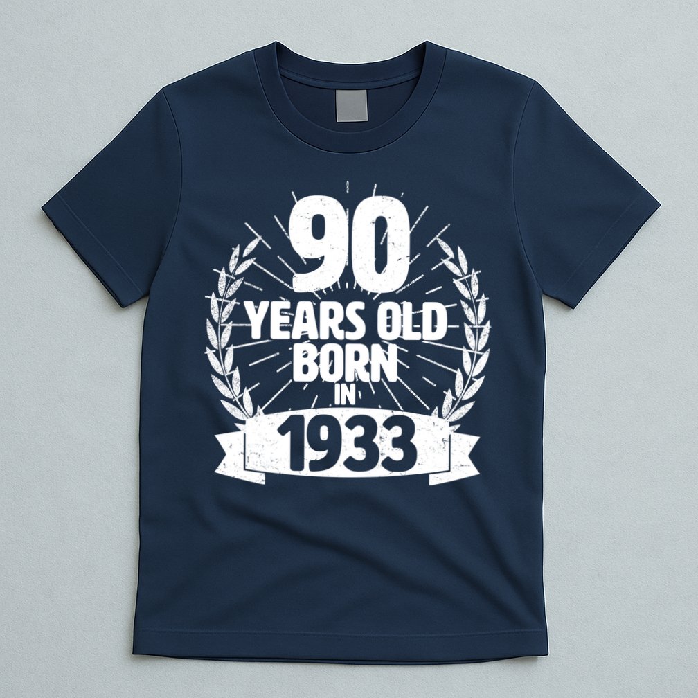 Vintage Wreath 90 Years Old Born In 1933 Birthday T-Shirt