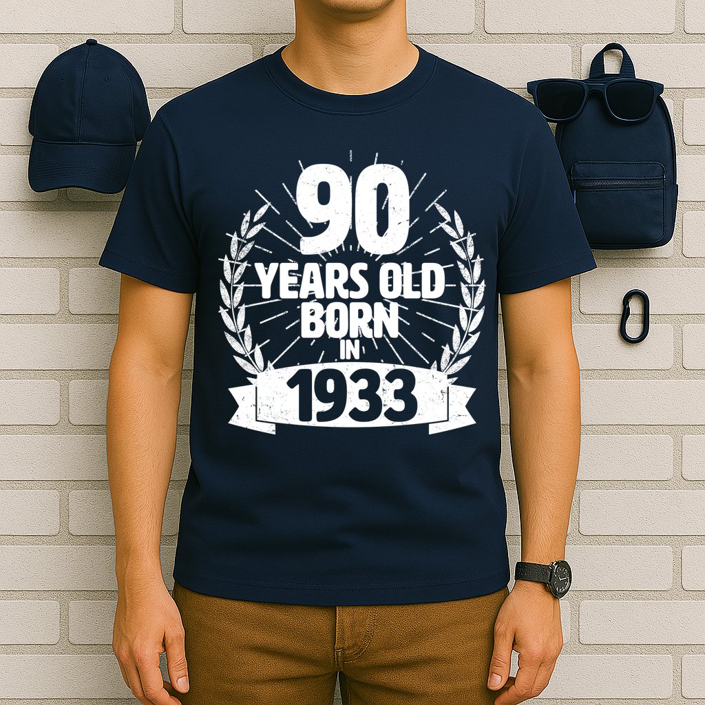 Vintage Wreath 90 Years Old Born In 1933 Birthday T-Shirt