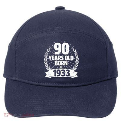 Vintage Wreath 90 Years Old Born In 1933 Birthday 7-Panel Snapback Hat