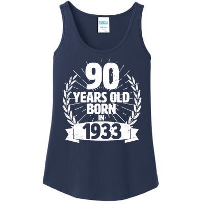 Vintage Wreath 90 Years Old Born In 1933 Birthday Ladies Essential Tank