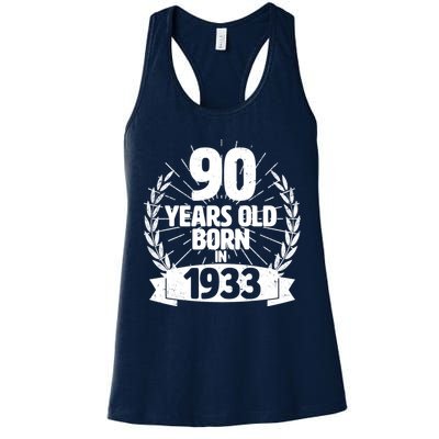 Vintage Wreath 90 Years Old Born In 1933 Birthday Womens Tank Top