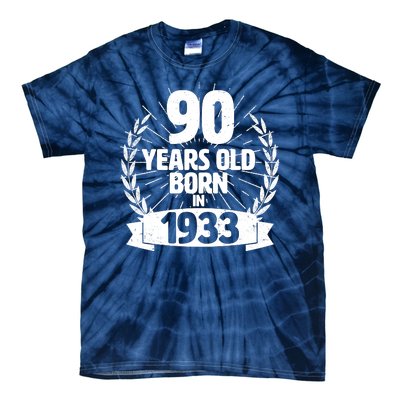 Vintage Wreath 90 Years Old Born In 1933 Birthday Tie-Dye T-Shirt