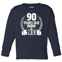 Vintage Wreath 90 Years Old Born In 1933 Birthday Toddler Long Sleeve Shirt