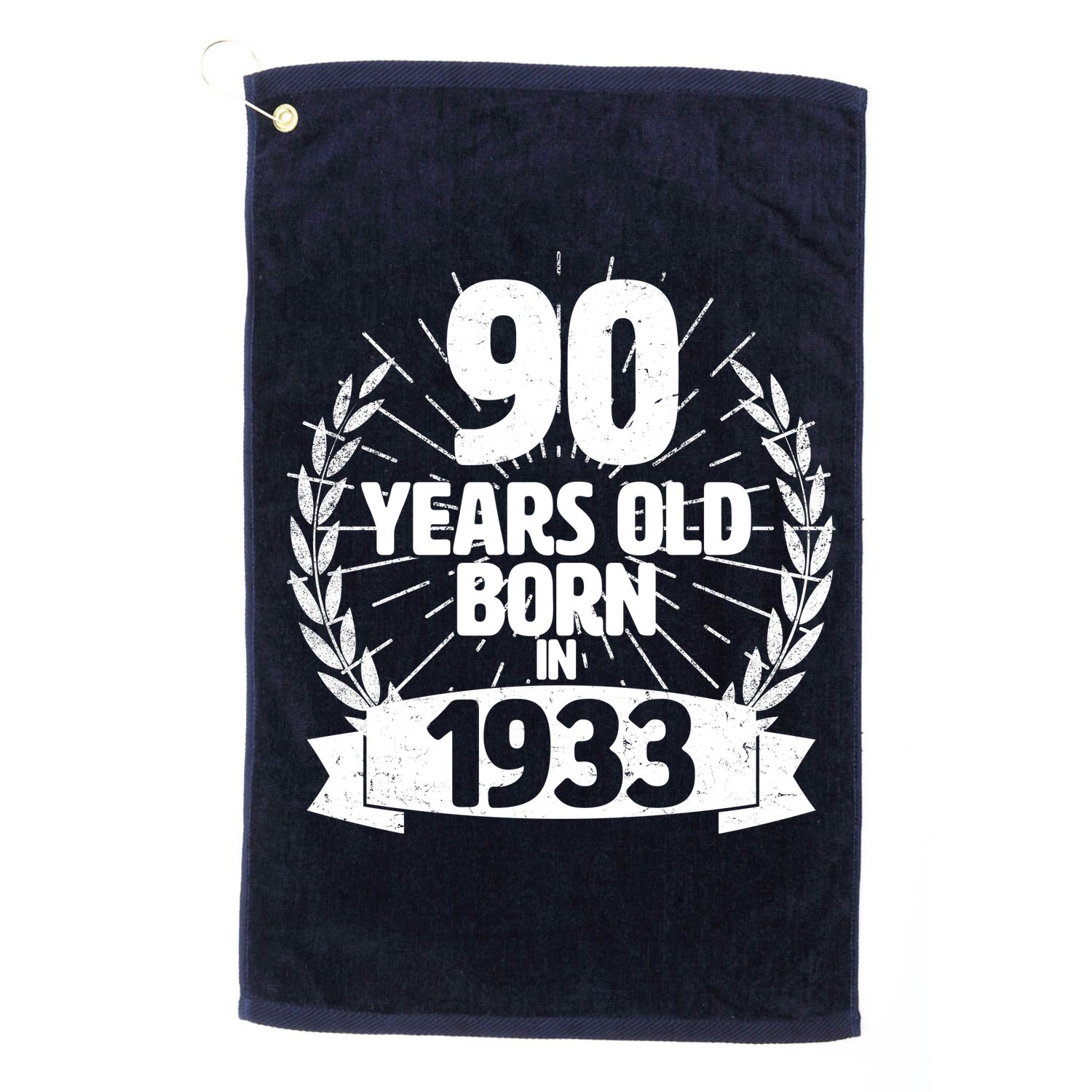 Vintage Wreath 90 Years Old Born In 1933 Birthday Golf Towel