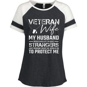 Veteran Wife Army Husband Soldier Saying Cool Military Gift Enza Ladies Jersey Colorblock Tee