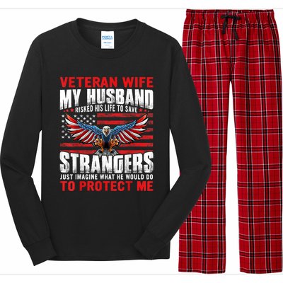 Veteran Wife Army Husband Soldier Saying Cool Military Usa Long Sleeve Pajama Set