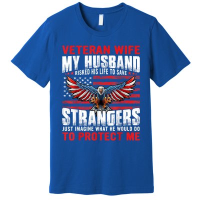 Veteran Wife Army Husband Soldier Saying Cool Military Usa Premium T-Shirt