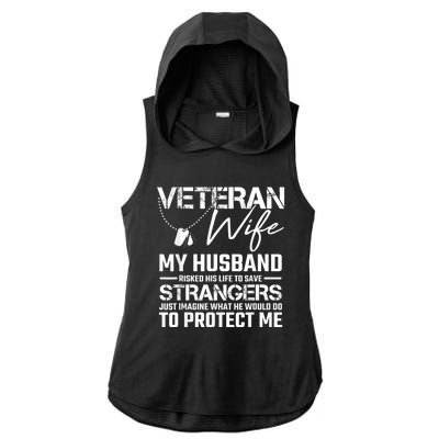 Veteran Wife Army Husband Soldier Saying Cool Military Gift Ladies PosiCharge Tri-Blend Wicking Draft Hoodie Tank