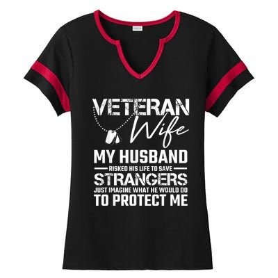 Veteran Wife Army Husband Soldier Saying Cool Military Gift Ladies Halftime Notch Neck Tee