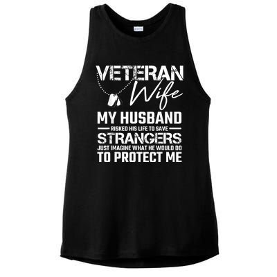 Veteran Wife Army Husband Soldier Saying Cool Military Gift Ladies PosiCharge Tri-Blend Wicking Tank