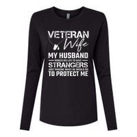 Veteran Wife Army Husband Soldier Saying Cool Military Gift Womens Cotton Relaxed Long Sleeve T-Shirt