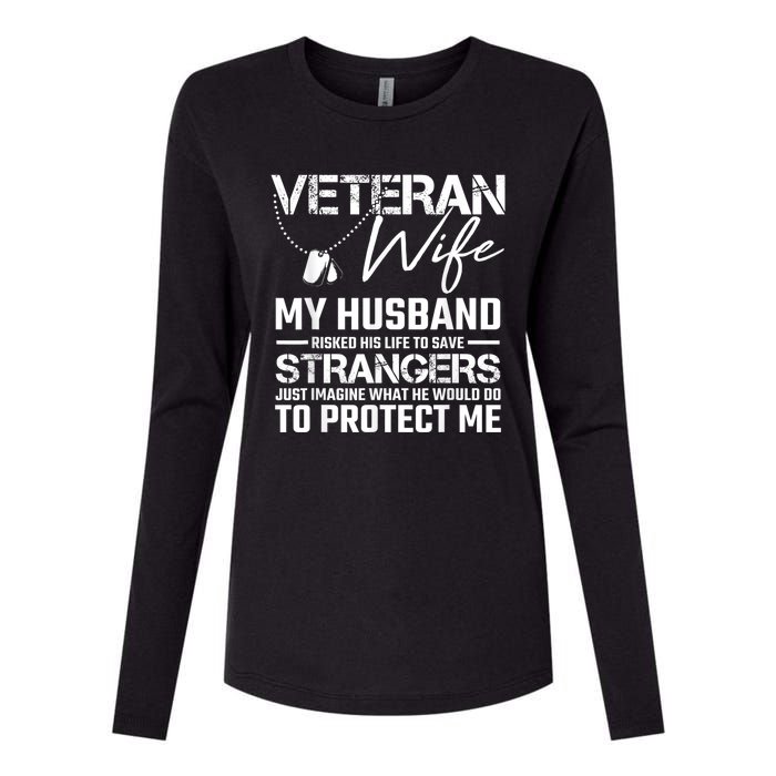 Veteran Wife Army Husband Soldier Saying Cool Military Gift Womens Cotton Relaxed Long Sleeve T-Shirt