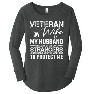 Veteran Wife Army Husband Soldier Saying Cool Military Gift Women's Perfect Tri Tunic Long Sleeve Shirt