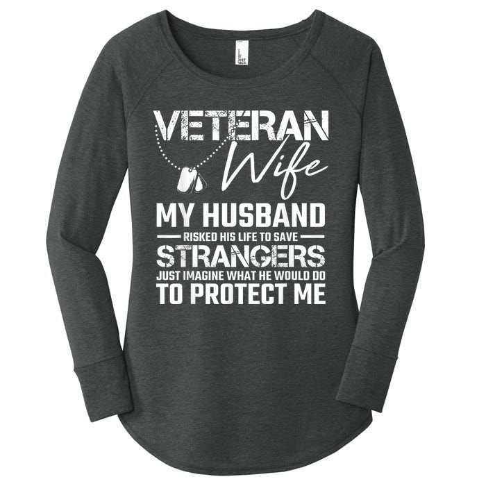 Veteran Wife Army Husband Soldier Saying Cool Military Gift Women's Perfect Tri Tunic Long Sleeve Shirt