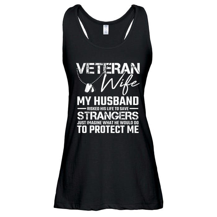 Veteran Wife Army Husband Soldier Saying Cool Military Gift Ladies Essential Flowy Tank