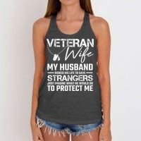 Veteran Wife Army Husband Soldier Saying Cool Military Gift Women's Knotted Racerback Tank