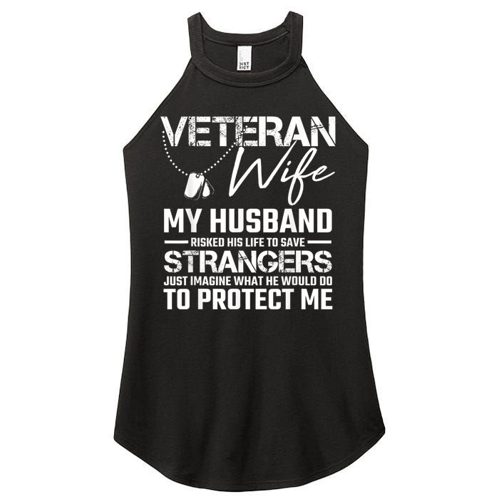 Veteran Wife Army Husband Soldier Saying Cool Military Gift Women's Perfect Tri Rocker Tank