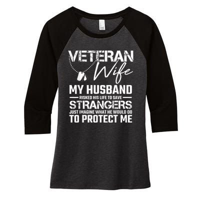 Veteran Wife Army Husband Soldier Saying Cool Military Gift Women's Tri-Blend 3/4-Sleeve Raglan Shirt