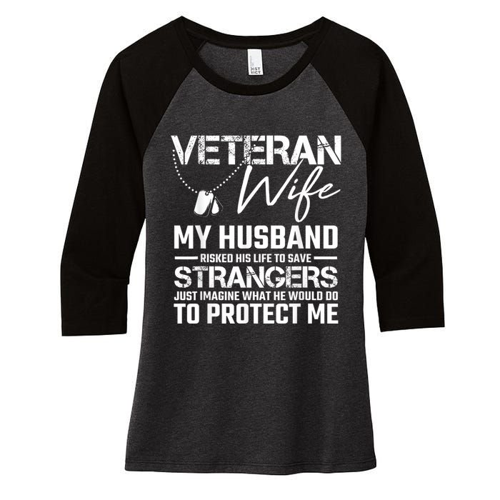 Veteran Wife Army Husband Soldier Saying Cool Military Gift Women's Tri-Blend 3/4-Sleeve Raglan Shirt