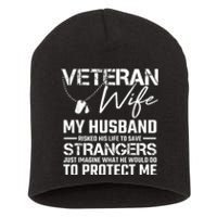 Veteran Wife Army Husband Soldier Saying Cool Military Gift Short Acrylic Beanie