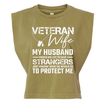 Veteran Wife Army Husband Soldier Saying Cool Military Gift Garment-Dyed Women's Muscle Tee