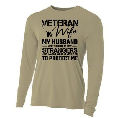 Veteran Wife Army Husband Soldier Saying Cool Military Cooling Performance Long Sleeve Crew