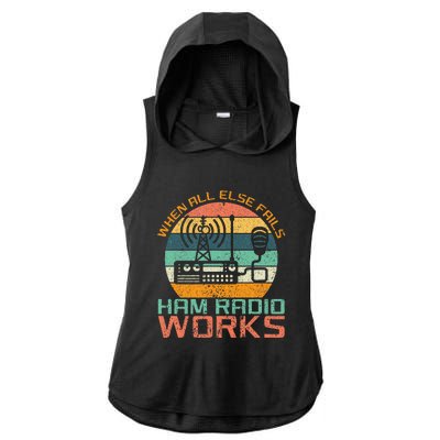 Vintage When All Else Fails Ham Radio Works Amateur Radio Ladies PosiCharge Tri-Blend Wicking Draft Hoodie Tank