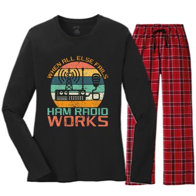 Vintage When All Else Fails Ham Radio Works Amateur Radio Women's Long Sleeve Flannel Pajama Set 