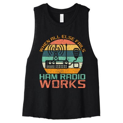 Vintage When All Else Fails Ham Radio Works Amateur Radio Women's Racerback Cropped Tank