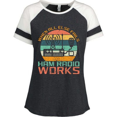 Vintage When All Else Fails Ham Radio Works Amateur Radio Enza Ladies Jersey Colorblock Tee