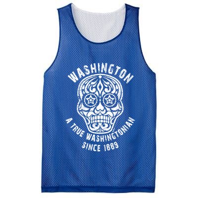 Vintage Washington A True Washingtonian 4th Of July Skull Gift Mesh Reversible Basketball Jersey Tank