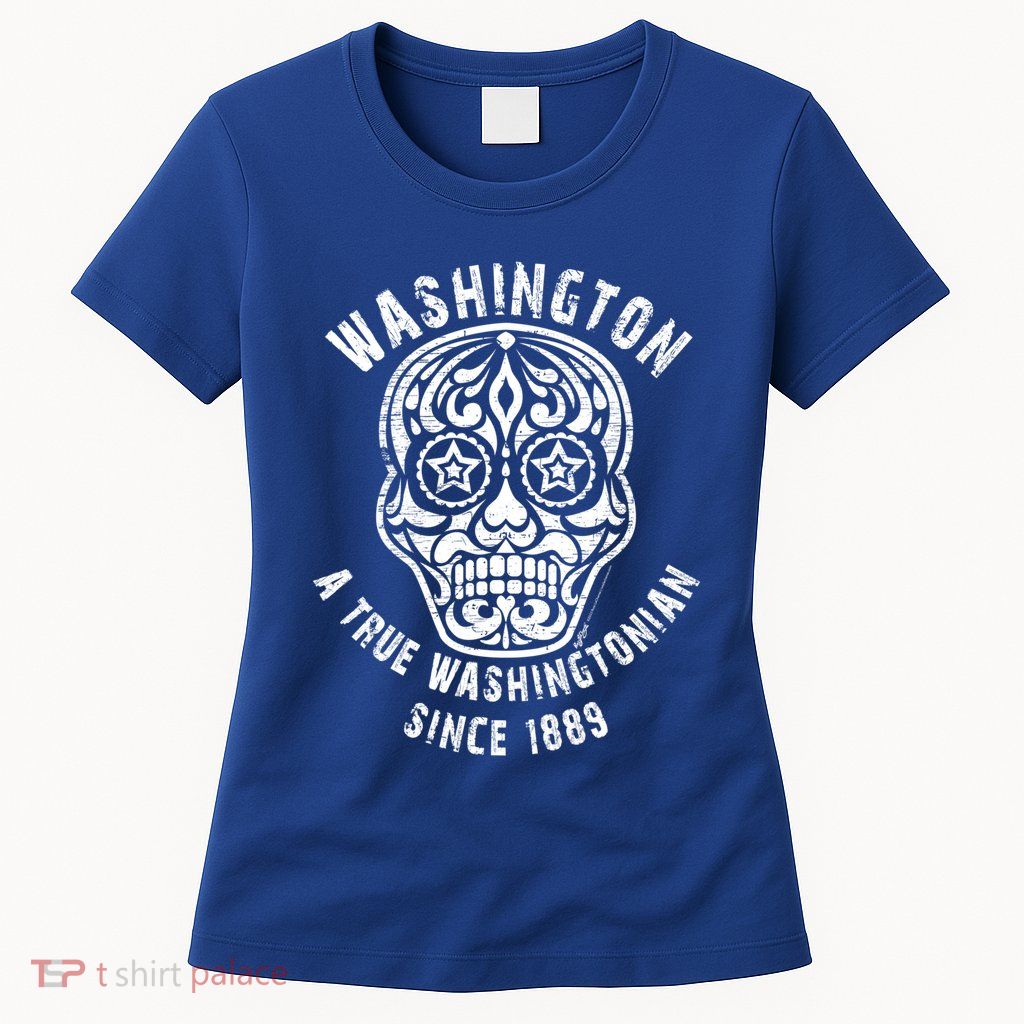Vintage Washington A True Washingtonian 4th Of July Skull Gift Womens T-Shirt