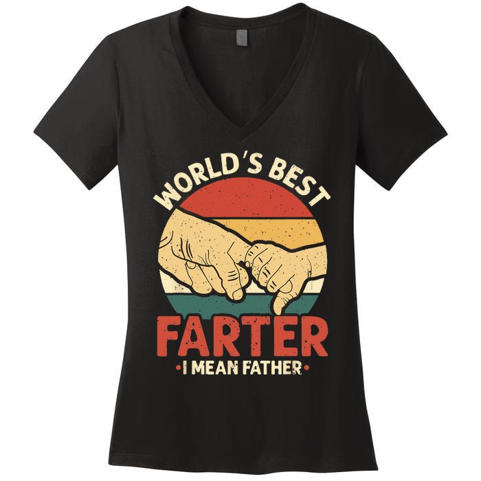 Vintage World's Best Farter I Mean Father Women's V-Neck T-Shirt