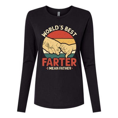 Vintage Worlds Best Farter I Mean Father Womens Cotton Relaxed Long Sleeve T-Shirt