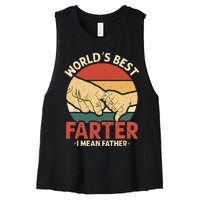 Vintage Worlds Best Farter I Mean Father Women's Racerback Cropped Tank