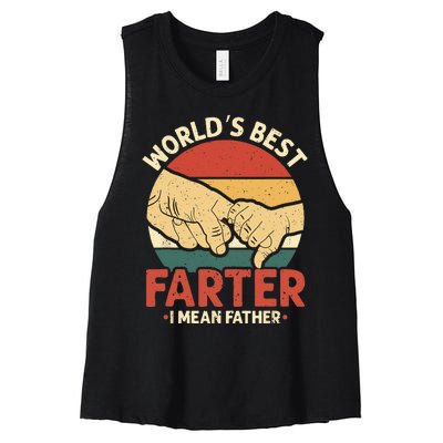 Vintage Worlds Best Farter I Mean Father Women's Racerback Cropped Tank