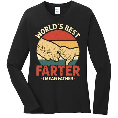 Vintage Worlds Best Farter I Mean Father Ladies Long Sleeve Shirt