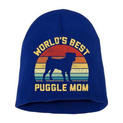 Vintage Worlds Best Puggle Mom Gift Short Acrylic Beanie