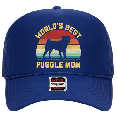 Vintage Worlds Best Puggle Mom Gift High Crown Mesh Back Trucker Hat