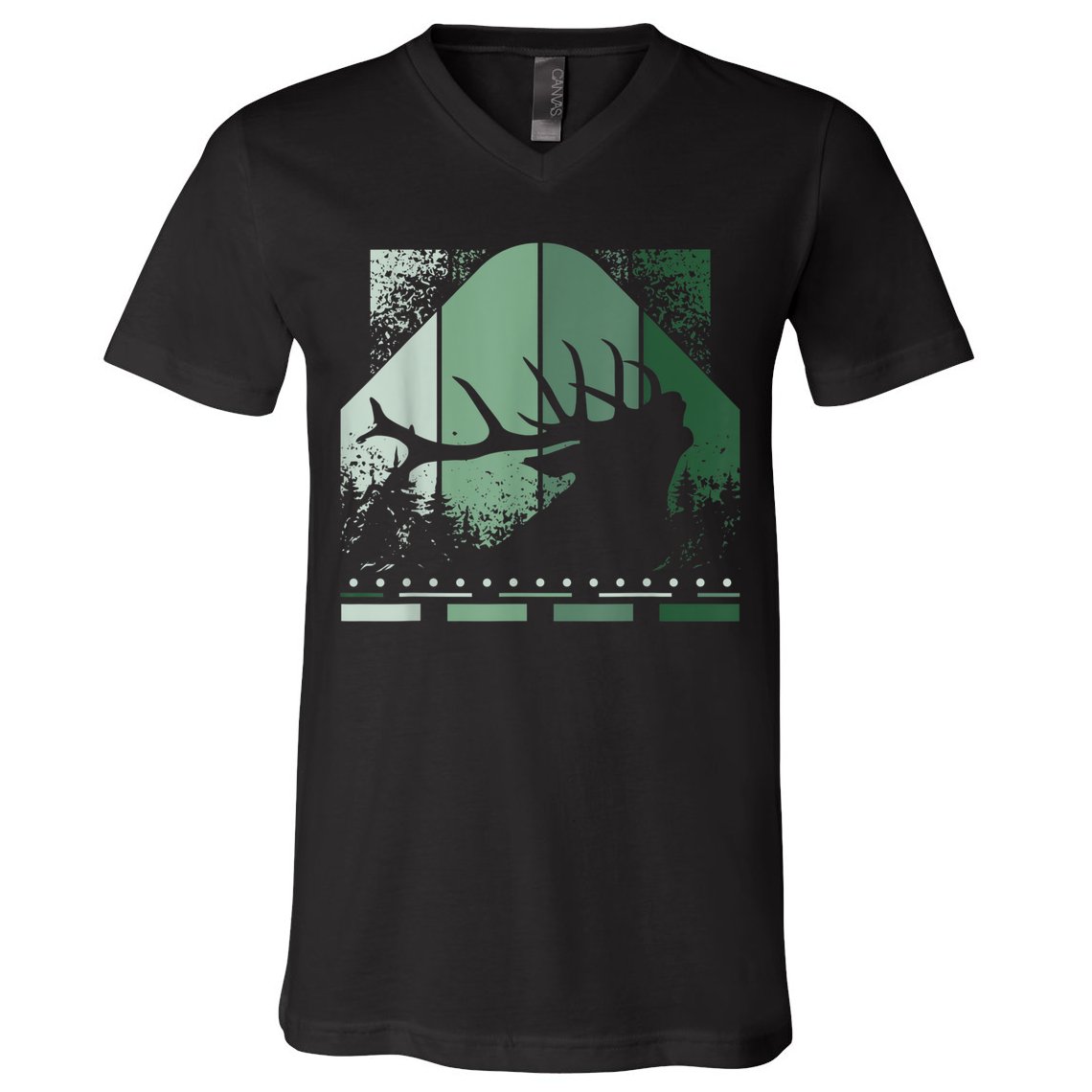 Vintage Whitetail Buck Deer Hunting V-Neck T-Shirt
