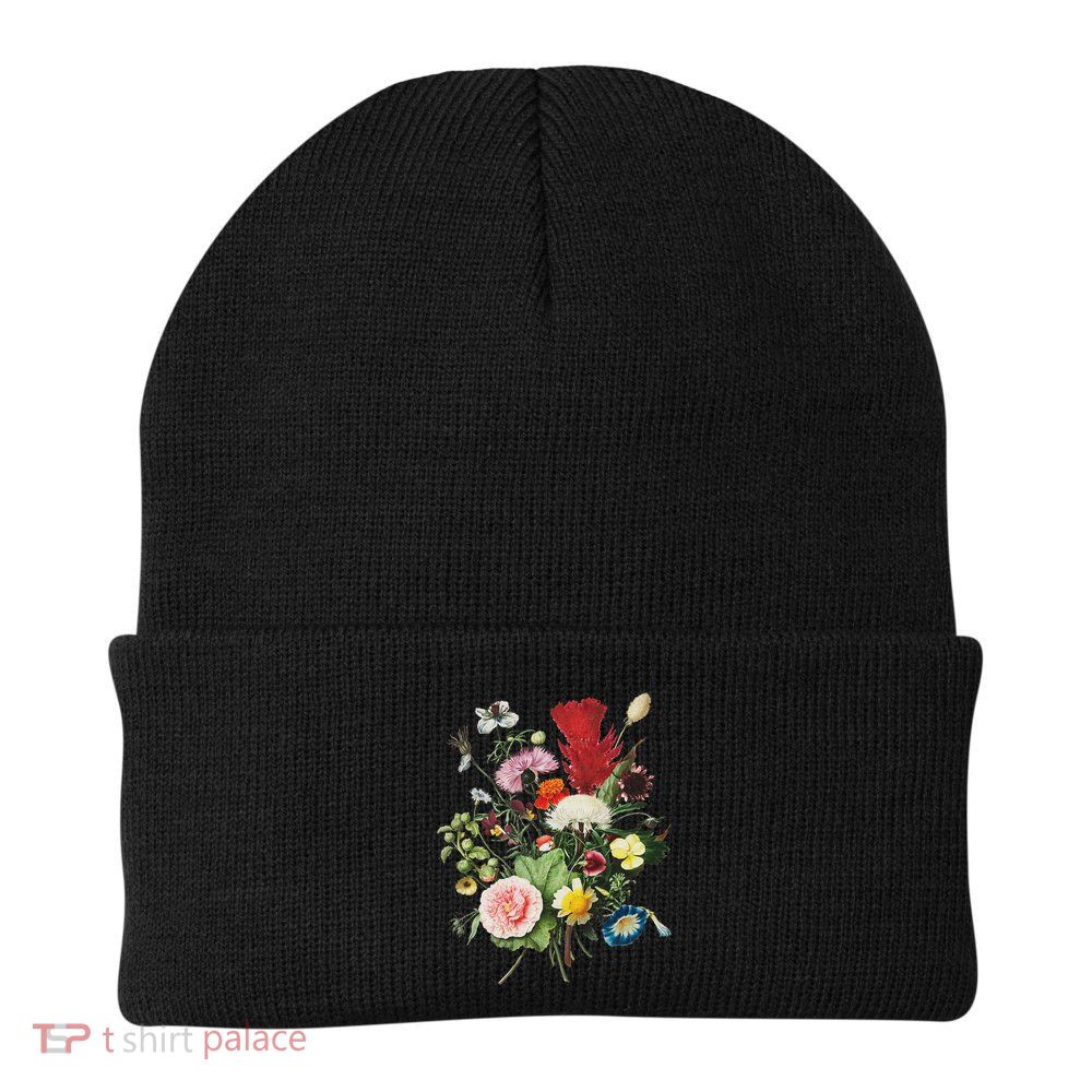 Vintage Wild Botanical Flower Cottagecore Gardening Bouquet Beanie