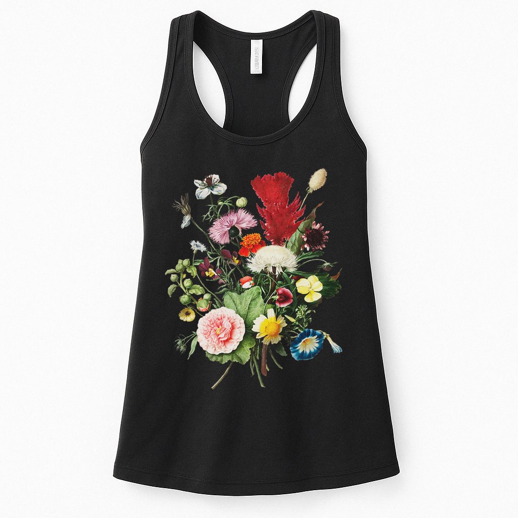 Vintage Wild Botanical Flower Cottagecore Gardening Bouquet Womens Tank Top