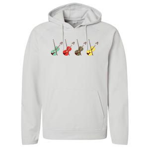 Violin With Bows Orchestra Gift Performance Fleece Hoodie