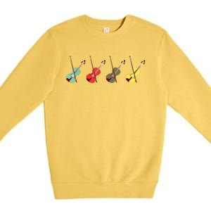 Violin With Bows Orchestra Gift Premium Crewneck Sweatshirt