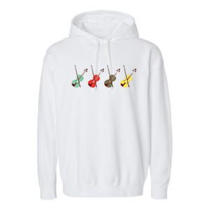 Violin With Bows Orchestra Gift Garment-Dyed Fleece Hoodie