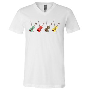 Violin With Bows Orchestra Gift V-Neck T-Shirt