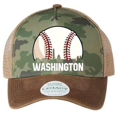 Vintage Washington Cityscape Retro Dad Baseball Lover Great Gift Legacy Tie Dye Trucker Hat